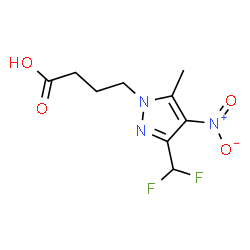 ChemSpider 2D Image | 4-[3-(Difluoromethyl)-5-methyl-4-nitro-1H-pyrazol-1-yl]butanoic acid | C9H11F2N3O4