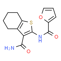 ChemSpider 2D Image | N-(3-Carbamoyl-4,5,6,7-tetrahydro-1-benzothiophen-2-yl)-2-furamide | C14H14N2O3S
