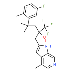 ChemSpider 2D Image | 1,1,1-Trifluoro-4-(5-fluoro-2-methylphenyl)-4-methyl-2-[(4-methyl-1H-pyrrolo[2,3-c]pyridin-2-yl)methyl]-2-pentanol | C22H24F4N2O