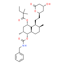 ChemSpider 2D Image | (1S,3R,4R,4aR,7S,8S)-4-[(Benzylcarbamoyl)oxy]-8-{2-[(2R,4R)-4-hydroxy-6-oxotetrahydro-2H-pyran-2-yl]ethyl}-3,7-dimethyldecahydro-1-naphthalenyl 2,2-dimethylbutanoate | C33H49NO7