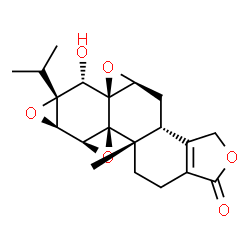 ChemSpider 2D Image | (3bR,4aS,5aS,6S,6aR,7aR,7bS,8aS,8bS)-6-Hydroxy-6a-isopropyl-8b-methyl-3b,4,4a,6,6a,7a,7b,8b,9,10-decahydrotrisoxireno[6,7:8a,9:4b,5]phenanthro[1,2-c]furan-1(3H)-one | C20H24O6