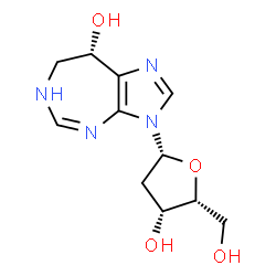 ChemSpider 2D Image | (8S)-3-(2-Deoxy-beta-D-threo-pentofuranosyl)-3,6,7,8-tetrahydroimidazo[4,5-d][1,3]diazepin-8-ol | C11H16N4O4