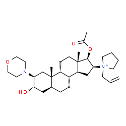 ChemSpider 2D Image | (2beta,3alpha,5alpha,9beta,16beta,17beta)-17-Acetoxy-16-(1-allyl-1-pyrrolidiniumyl)-3-hydroxy-2-(4-morpholinyl)androstane | C32H53N2O4