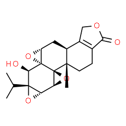 ChemSpider 2D Image | (3bS,4aR,5aR,6R,6aR,7aS,7bS,8aS,8bS)-6-Hydroxy-6a-isopropyl-8b-methyl-3b,4,4a,6,6a,7a,7b,8b,9,10-decahydrotrisoxireno[6,7:8a,9:4b,5]phenanthro[1,2-c]furan-1(3H)-one | C20H24O6