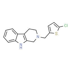 ChemSpider 2D Image | 2-[(5-Chloro-2-thienyl)methyl]-2,3,4,9-tetrahydro-1H-beta-carboline | C16H15ClN2S