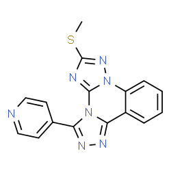 ChemSpider 2D Image | 6-(Methylsulfanyl)-3-(4-pyridinyl)bis[1,2,4]triazolo[1,5-a:4',3'-c]quinazoline | C16H11N7S