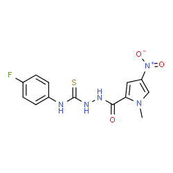 ChemSpider 2D Image | N-(4-Fluorophenyl)-2-[(1-methyl-4-nitro-1H-pyrrol-2-yl)carbonyl]hydrazinecarbothioamide | C13H12FN5O3S