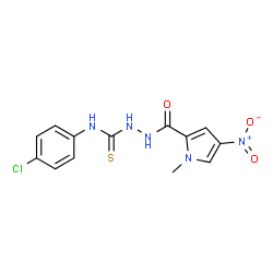ChemSpider 2D Image | N-(4-Chlorophenyl)-2-[(1-methyl-4-nitro-1H-pyrrol-2-yl)carbonyl]hydrazinecarbothioamide | C13H12ClN5O3S