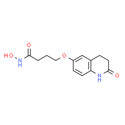 ChemSpider 2D Image | N-Hydroxy-4-[(2-oxo-1,2,3,4-tetrahydro-6-quinolinyl)oxy]butanamide | C13H16N2O4