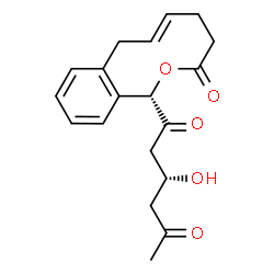 ChemSpider 2D Image | (3R)-3-Hydroxy-1-[(1S,6E)-3-oxo-3,4,5,8-tetrahydro-1H-2-benzoxecin-1-yl]-1,5-hexanedione | C19H22O5