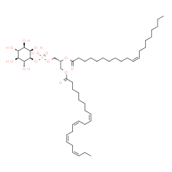 ChemSpider 2D Image | 1-[(8Z,11Z,14Z,17Z)-icosatetraenoyl]-2-[(11Z)-icosenoyl]-sn-glycero-3-phospho-1D-myo-inositol | C49H85O13P