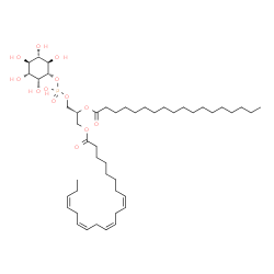 ChemSpider 2D Image | 1-[(8Z,11Z,14Z,17Z)-icosatetraenoyl]-2-octadecanoyl-sn-glycero-3-phospho-1D-myo-inositol | C47H83O13P