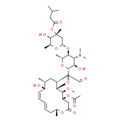 ChemSpider 2D Image | (2S,3S,4R,6S)-6-{[(2R,3S,4R,5R,6S)-6-{[(4R,5S,6S,7R,9R,10R,11Z,13E,16R)-4-Acetoxy-10-hydroxy-5-methoxy-9,16-dimethyl-2-oxo-7-(2-oxoethyl)oxacyclohexadeca-11,13-dien-6-yl]oxy}-4-(dimethylamino)-5-hydro
xy-2-methyltetrahydro-2H-pyran-3-yl]oxy}-3-hydroxy-2,4-dimethyltetrahydro-2H-pyran-4-yl 3-methylbutanoate (non-preferred name) | C42H69NO15