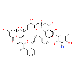 ChemSpider 2D Image | (1S,3R,4R,7R,9R,11R,15S,16R,17R,18S,19E,21Z,25E,27Z,29E,31Z,33R,35S,36R,37S)-33-[(3-Amino-3,6-dideoxy-beta-D-mannopyranosyl)oxy]-1,3,4,7,9,11,17,37-octahydroxy-15,16,18-trimethyl-13-oxo-14,39-dioxabic
yclo[33.3.1]nonatriaconta-19,21,25,27,29,31-hexaene-36-carboxylic acid | C47H75NO17