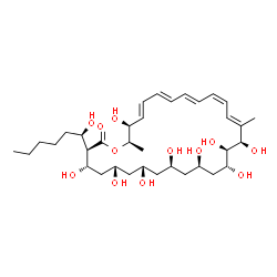 ChemSpider 2D Image | (3R,4S,6S,8S,10R,12R,14R,15R,16R,17E,19Z,21E,23E,25E,27S,28R)-4,6,8,10,12,14,15,16,27-Nonahydroxy-3-[(1R)-1-hydroxyhexyl]-17,28-dimethyloxacyclooctacosa-17,19,21,23,25-pentaen-2-one | C35H58O12
