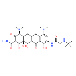 ChemSpider 2D Image | (4S,4aS,5aR,12aS)-9-[[2-(tert-butylamino)-1-oxoethyl]amino]-4,7-bis(dimethylamino)-10,12a-dihydroxy-1,3,11,12-tetraoxo-4,4a,5,5a,6,11a-hexahydrotetracene-2-carboxamide | C29H39N5O8