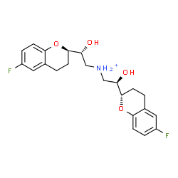 ChemSpider 2D Image | (2R)-2-[(2R)-6-Fluoro-3,4-dihydro-2H-chromen-2-yl]-N-{(2R)-2-[(2S)-6-fluoro-3,4-dihydro-2H-chromen-2-yl]-2-hydroxyethyl}-2-hydroxyethanaminium | C22H26F2NO4