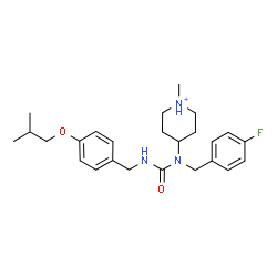 ChemSpider 2D Image | 4-{(4-Fluorobenzyl)[(4-isobutoxybenzyl)carbamoyl]amino}-1-methylpiperidinium | C25H35FN3O2