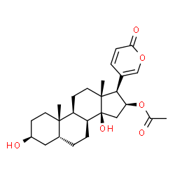 ChemSpider 2D Image | (3beta,5beta,8alpha,16beta)-16-Acetoxy-3,14-dihydroxybufa-20,22-dienolide | C26H36O6