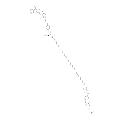 ChemSpider 2D Image | S-{1-[(4-{[(1-{(34S)-37-Amino-34-[(4-{[({[(4S)-4,11-diethyl-9-hydroxy-3,14-dioxo-3,4,12,14-tetrahydro-1H-pyrano[3',4':6,7]indolizino[1,2-b]quinolin-4-yl]oxy}carbonyl)oxy]methyl}phenyl)carbamoyl]-28,32
-dioxo-3,6,9,12,15,18,21,24,30-nonaoxa-27,33-diazaheptatriacont-1-yl}-1H-1,2,3-triazol-4-yl)methyl]carbamoyl}cyclohexyl)methyl]-2,5-dioxo-3-pyrrolidinyl}-L-cysteine | C75H102N12O24S