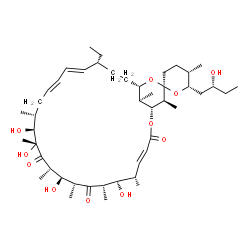 ChemSpider 2D Image | (1R,4E,5'S,6S,6'S,7R,8S,10R,11R,12S,14R,15S,16R,18E,20E,22R,25S,27R,28S,29R)-22-Ethyl-7,11,14,15-tetrahydroxy-6'-[(2R)-2-hydroxybutyl]-5',6,8,10,12,14,16,28,29-nonamethyl-3',4',5',6'-tetrahydro-3H,9H,
13H-spiro[2,26-dioxabicyclo[23.3.1]nonacosa-4,18,20-triene-27,2'-pyran]-3,9,13-trione | C46H76O11