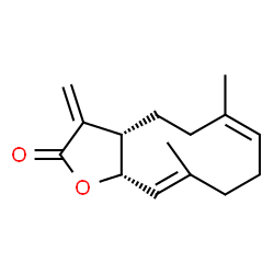 ChemSpider 2D Image | (3aS,6Z,10E,11aS)-6,10-Dimethyl-3-methylene-3a,4,5,8,9,11a-hexahydrocyclodeca[b]furan-2(3H)-one | C15H20O2
