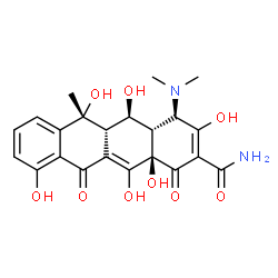 ChemSpider 2D Image | (4R,4aS,5R,5aS,6R,12aR)-4-(Dimethylamino)-3,5,6,10,12,12a-hexahydroxy-6-methyl-1,11-dioxo-1,4,4a,5,5a,6,11,12a-octahydro-2-tetracenecarboxamide | C22H24N2O9