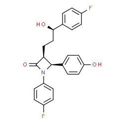 ChemSpider 2D Image | (3S,4S)-1-(4-Fluorophenyl)-3-[(3R)-3-(4-fluorophenyl)-3-hydroxypropyl]-4-(4-hydroxyphenyl)-2-azetidinone | C24H21F2NO3