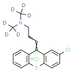 ChemSpider 2D Image | (3E)-3-(2-Chloro-9H-thioxanthen-9-ylidene)-N,N-bis[(~2~H_3_)methyl]-1-propanamine hydrochloride (1:1) | C18H13D6Cl2NS