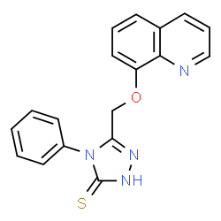 ChemSpider 2D Image | 4-phenyl-5-[(quinolin-8-yloxy)methyl]-4H-1,2,4-triazole-3-thiol | C18H14N4OS