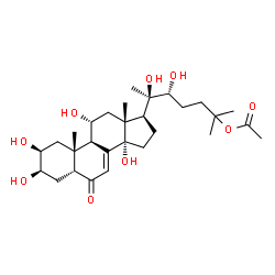 ChemSpider 2D Image | (2beta,3beta,5beta,11alpha,22R)-2,3,11,14,20,22-Hexahydroxy-6-oxocholest-7-en-25-yl acetate | C29H46O9
