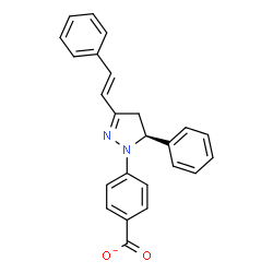 ChemSpider 2D Image | 4-{(5S)-5-Phenyl-3-[(E)-2-phenylvinyl]-4,5-dihydro-1H-pyrazol-1-yl}benzoate | C24H19N2O2