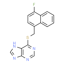 ChemSpider 2D Image | 6-{[(4-Fluoro-1-naphthyl)methyl]sulfanyl}-7H-purine | C16H11FN4S