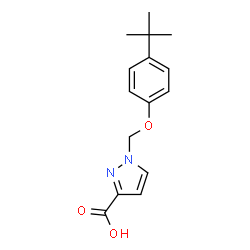 ChemSpider 2D Image | 1-(4-TERT-BUTYLPHENOXYMETHYL)PYRAZOLE-3-CARBOXYLIC ACID | C15H18N2O3