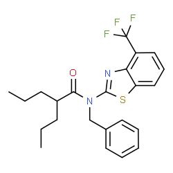 ChemSpider 2D Image | N-Benzyl-2-propyl-N-[4-(trifluoromethyl)-1,3-benzothiazol-2-yl]pentanamide | C23H25F3N2OS