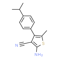 ChemSpider 2D Image | 2-Amino-4-(4-isopropylphenyl)-5-methyl-3-thiophenecarbonitrile | C15H16N2S