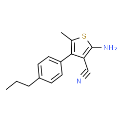 ChemSpider 2D Image | 2-Amino-5-methyl-4-(4-propylphenyl)-3-thiophenecarbonitrile | C15H16N2S