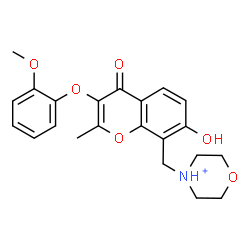ChemSpider 2D Image | 4-{[7-Hydroxy-3-(2-methoxyphenoxy)-2-methyl-4-oxo-4H-chromen-8-yl]methyl}morpholin-4-ium | C22H24NO6