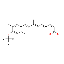 ChemSpider 2D Image | (2Z,4E,6E,8E)-3,7-Dimethyl-9-{2,3,6-trimethyl-4-[(~2~H_3_)methyloxy]phenyl}-2,4,6,8-nonatetraenoic acid | C21H23D3O3