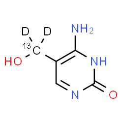 ChemSpider 2D Image | 6-Amino-5-[hydroxy(~13~C,~2~H_2_)methyl]-2(1H)-pyrimidinone | C413CH5D2N3O2