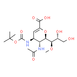 ChemSpider 2D Image | (6R)-5-Acetamido-2,6-anhydro-3,4,5-trideoxy-6-[(1R,2R)-2,3-dihydroxy-1-methoxypropyl]-4-({[(2-methyl-2-propanyl)oxy]carbonyl}amino)-L-threo-hex-2-enonic acid | C17H28N2O9