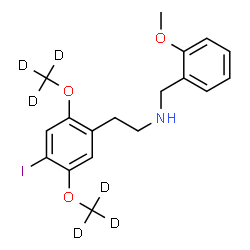 ChemSpider 2D Image | 2-{4-Iodo-2,5-bis[(~2~H_3_)methyloxy]phenyl}-N-(2-methoxybenzyl)ethanamine | C18H16D6INO3