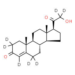 ChemSpider 2D Image | 21-Hydroxy(2,2,4,6,6,21,21-~2~H_7_)pregn-4-ene-3,20-dione | C21H23D7O3