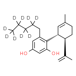 ChemSpider 2D Image | 4-[(1R,6R)-6-Isopropenyl-3-methyl-2-cyclohexen-1-yl]-5-[(2,2,3,3,4,4,5,5,5-~2~H_9_)pentyl]-1,3-benzenediol | C21H21D9O2