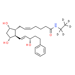 ChemSpider 2D Image | (5Z)-7-{(1R,2R,3R,5S)-3,5-Dihydroxy-2-[(1E,3S)-3-hydroxy-5-phenyl-1-penten-1-yl]cyclopentyl}-N-(~2~H_5_)ethyl-5-heptenamide | C25H32D5NO4