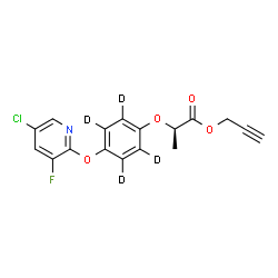 ChemSpider 2D Image | 2-Propyn-1-yl (2R)-2-({4-[(5-chloro-3-fluoro-2-pyridinyl)oxy](~2~H_4_)phenyl}oxy)propanoate | C17H9D4ClFNO4