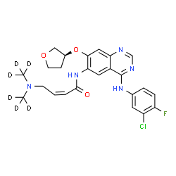 ChemSpider 2D Image | (2Z)-4-{Bis[(~2~H_3_)methyl]amino}-N-{4-[(3-chloro-4-fluorophenyl)amino]-7-[(3S)-tetrahydro-3-furanyloxy]-6-quinazolinyl}-2-butenamide | C24H19D6ClFN5O3