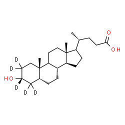 ChemSpider 2D Image | (3alpha,5beta,9xi,17xi)-3-Hydroxy(2,2,3,4,4-~2~H_5_)cholan-24-oic acid | C24H35D5O3
