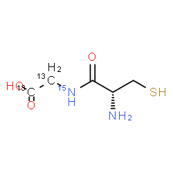 ChemSpider 2D Image | 2-[[(2R)-2-amino-3-sulfanyl-propanoyl]amino]acetic acid | C313C2H10N15NO3S