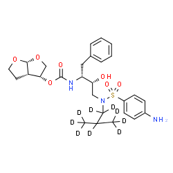 ChemSpider 2D Image | [(3aS,4R,6aR)-2,3,3a,4,5,6a-hexahydrofuro[2,3-b]furan-4-yl] N-[(1R,2R)-3-[(4-aminophenyl)sulfonyl-[1,1,2,3,3,3-hexadeuterio-2-(trideuteriomethyl)propyl]amino]-1-benzyl-2-hydroxy-propyl]carbamate | C27H28D9N3O7S